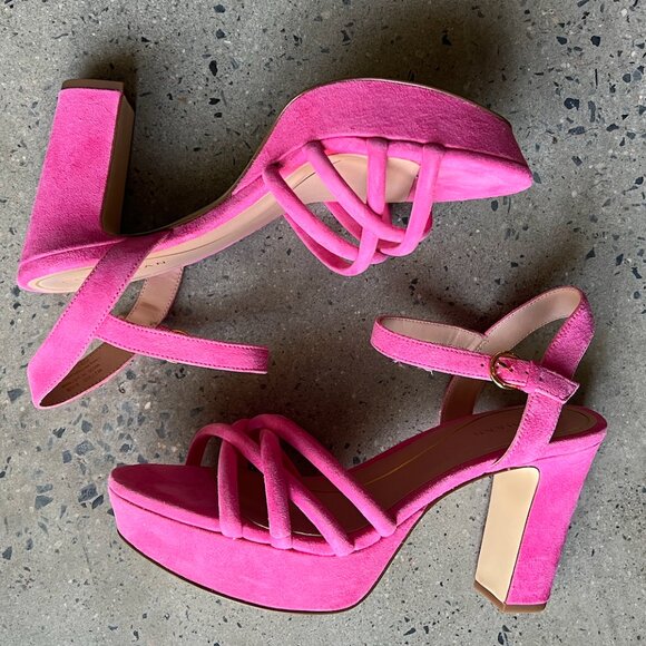 Cole Haan Grove Suede Platform Sandal Neon Fuschia NIB - Picture 5 of 11